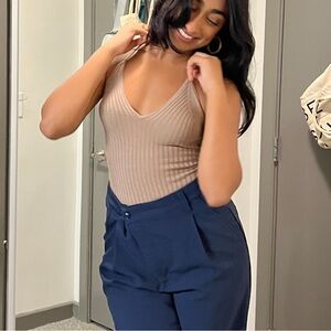 Ribbed brown bodysuit